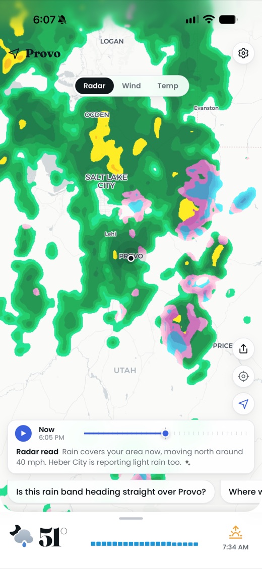 Animated precipitation radar
